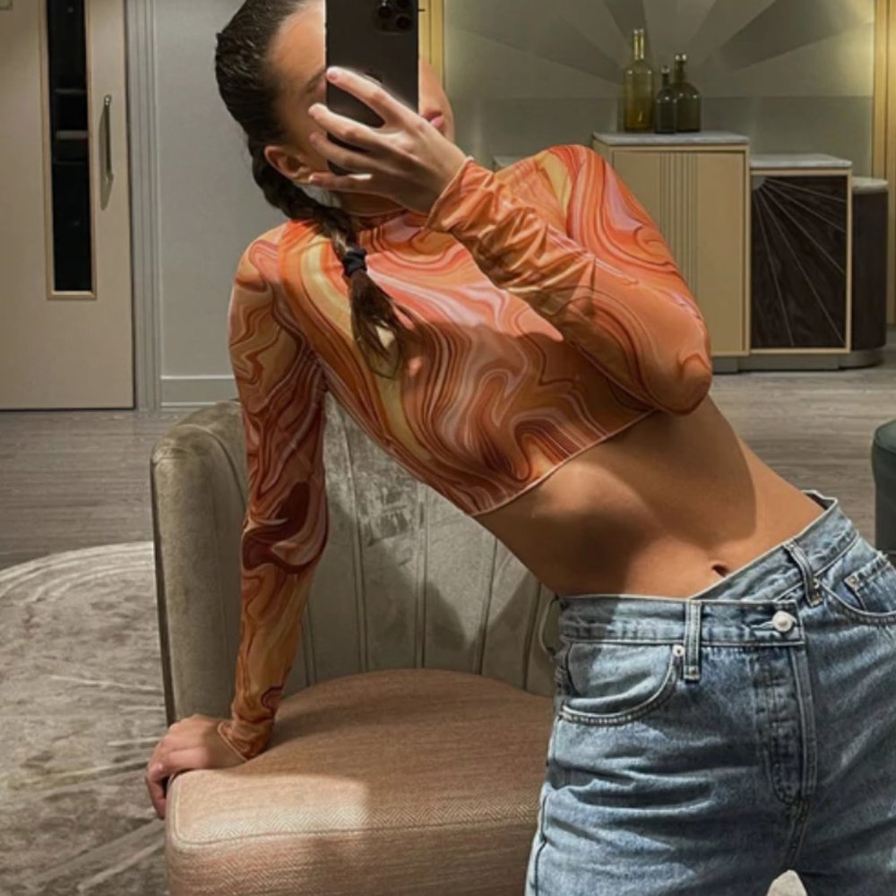Princess Polly Romero Long Sleeve Top Orange Multi